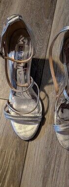 Badgley Mischka Silver Strappy Evening Sandals